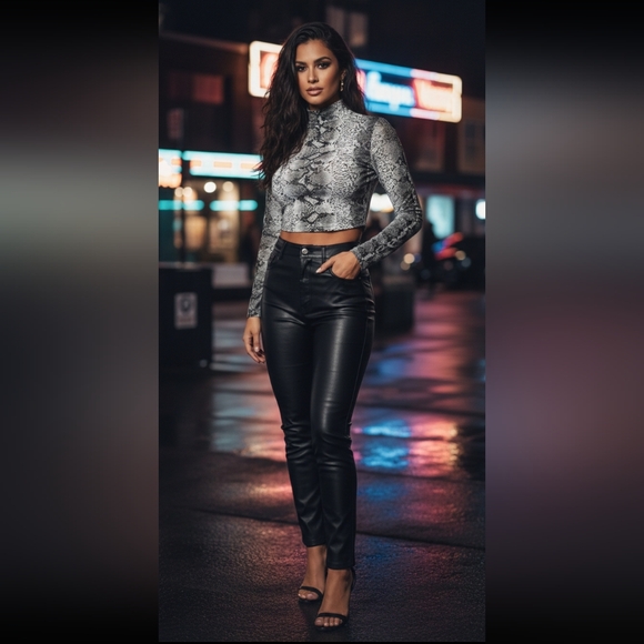 β¨ Pretty Little Thing Python Crop - Picture 1 of 8